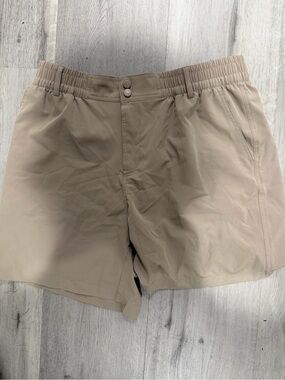 BURLEBO Men's Elastic Waist Hybrid Shorts - Tan